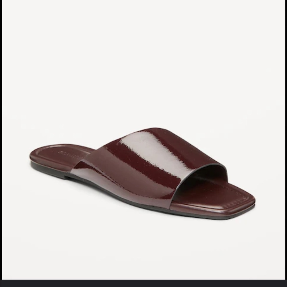 Old Navy Glossy Maroon Slide Sandals
